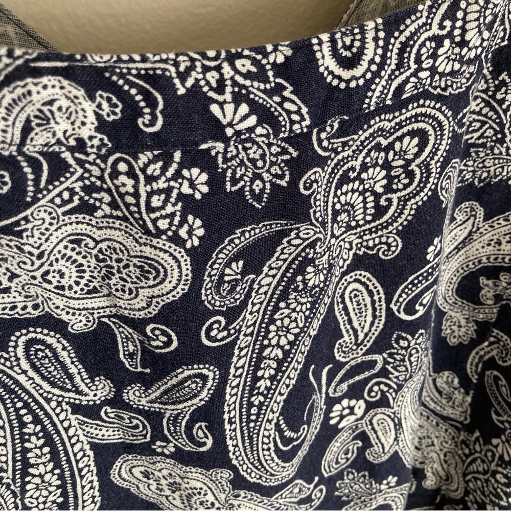 LOFT Blue Paisley Linen Blend Maxi Dress Size 4 - Picture 7 of 8